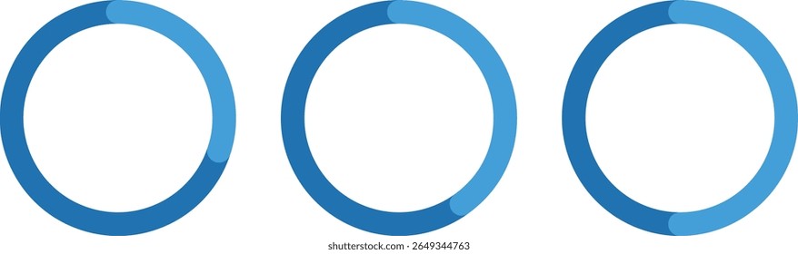 A simple set of three blue gradient ring shapes.