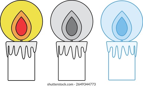 A simple set of three line-art style candles.