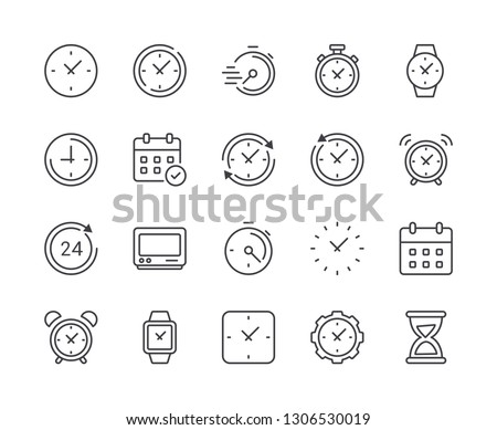 Simple Set of Time and Clock Line Icon. Editable Stroke