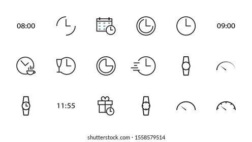  Simple set of time icon color editable template. Contains icons such as time check, speedometer calendar and other vector signs isolated on a white background for graphic and web design. 48x48 pixels