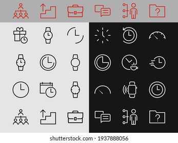 Simple set of time icon color editable template. Contains icons such as time check, speedometer calendar and other vector signs isolated on a white background for graphic and web design. 48x48 pixels.