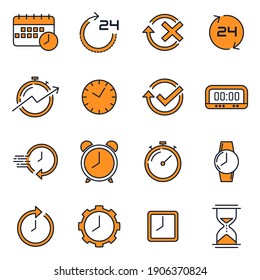 Simple Set of Time icon template color editable. Time Inspection symbol vector sign isolated on white background for graphic and web design.