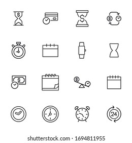 Simple set of time icons in trendy line style. Modern vector symbols, isolated on a white background. Linear pictogram pack. Line icons collection for web apps and mobile concept.