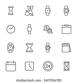 Simple set of time icons in trendy line style. Modern vector symbols, isolated on a white background. Linear pictogram pack. Line icons collection for web apps and mobile concept.