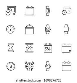 Simple set of time icons in trendy line style. Modern vector symbols, isolated on a white background. Linear pictogram pack. Line icons collection for web apps and mobile concept.