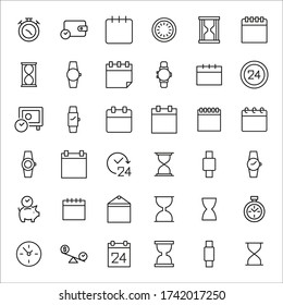 Simple set of time icons in trendy line style. Modern vector symbols, isolated on a white background. Linear pictogram pack. Line icons collection for web apps and mobile concept.
