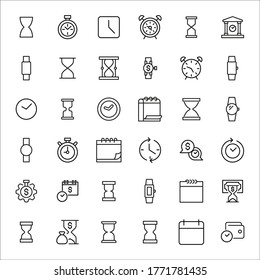 Simple set of time icons in trendy line style. Modern vector symbols, isolated on a white background. Linear pictogram pack. Line icons collection for web apps and mobile concept.