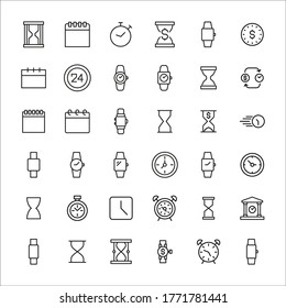 Simple set of time icons in trendy line style. Modern vector symbols, isolated on a white background. Linear pictogram pack. Line icons collection for web apps and mobile concept.