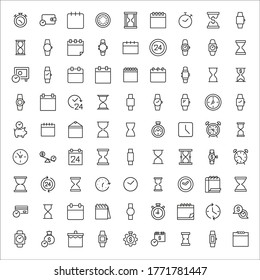 Simple set of time icons in trendy line style. Modern vector symbols, isolated on a white background. Linear pictogram pack. Line icons collection for web apps and mobile concept.