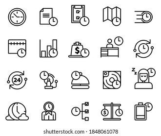 Simple set of time management on white background.