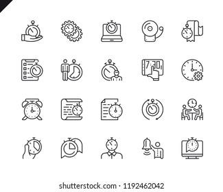 Simple Set of Time Management Related Vector Line Icons. Linear Pictogram Pack. Editable Stroke. 48x48 Pixel Perfect Icons.