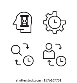 Simple Set of Time Management Related Vector Line Icons. Contains such Icons as Milestone, Reminder, Goal, Working Hours and more. Editable Stroke.