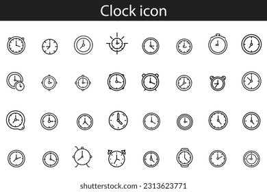 Simple set of time related line icons vector. There are icons such as timer, speed, alarm, restore, time management, calendar and more. Any stroke that can be corrected.