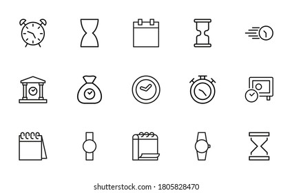 Simple set of time related outline icons. Elements for mobile concept and web apps. Thin line vector icons for website design and development, app development. Premium pack.