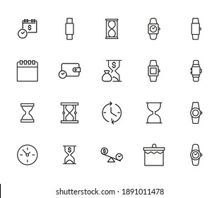 Simple set of time related outline icons. Elements for mobile concept and web apps. Thin line vector icons for website design and development, app development. Premium pack.