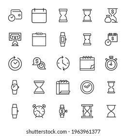 Simple set of time related outline icons. Elements for mobile concept and web apps. Thin line vector icons for website design and development, app development. Premium pack.