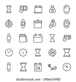 Simple set of time related outline icons. Elements for mobile concept and web apps. Thin line vector icons for website design and development, app development. Premium pack.