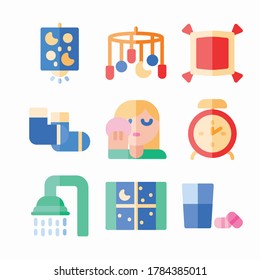 Simple Set Time To Sleep Vector Color Icons