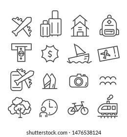 Simple set of time to travel icon isolated. Modern outline on white background