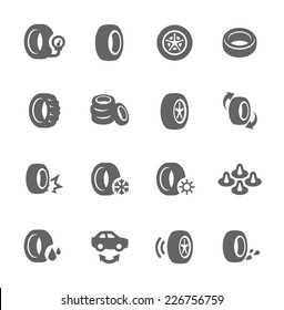 Simple Set of Tire Related Vector Icons for Your Design.