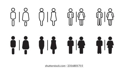 Simple set of toilet icon, male and female icon vector. wc icon set.