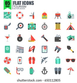 Simple set of tourism flat icons vector design. Contains such as travel vacation, hotel service, tourist transport and more. Pixel Perfect. Can be used for websites, infographics, mobile apps.