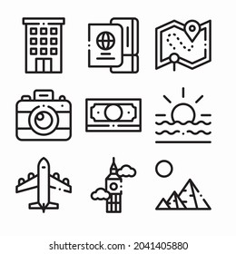 Simple Set Tourism Vector line Icons. Line with Editable stroke
