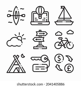 Simple Set Tourism Vector line Icons. Line with Editable stroke
