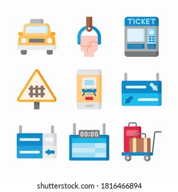 Simple Set Train Station Vector Color Icons. Color with Editable stroke