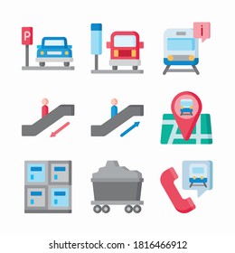 Simple Set Train Station Vector Color Icons. Color with Editable stroke