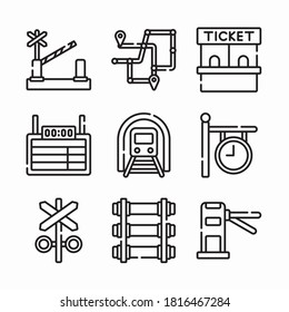 Simple Set Train Station Vector line Icons. Line with Editable stroke
