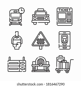 Simple Set Train Station Vector line Icons. Line with Editable stroke
