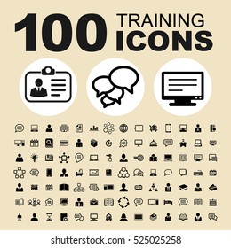 Simple Set of Training Related Vector Line Icons. Contains such Icons as People, Person, Office, Business, Presentation, Conference, Organization, Teamwork, Education, Strategy, Communication and more