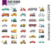 Simple set of transport flat icons vector design. Contains such as taxi, train, tram, bus, car, tractor, crane and more. Pixel Perfect. Can be used for websites, infographics, mobile apps.