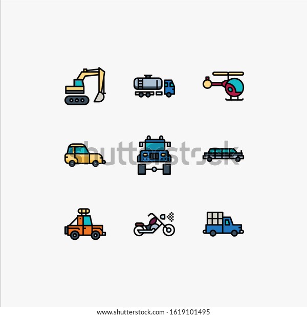 Simple Set of\
Transport Vector Lineal color\
Icons