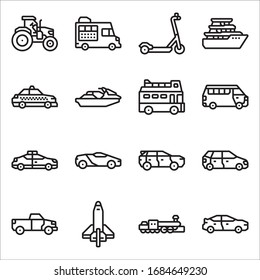 Simple Set of Transportation Related Vector Line Icons