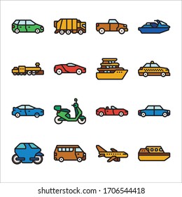 Vektorillustration-Symbole für einfache Transporte