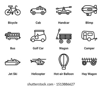 A Simple set of Transportation & Travel Vector Sign & Symbol in Line Style icons.  easy to edit