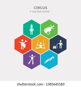 simple set of trapeze artists man, stilt walker man, tamer man, aerialist icons, contains such as icons magician circus canon bearded and more. 64x64 pixel perfect. infographics vector