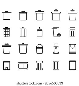 Simple set of trash can vector on white background.