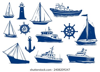 Simple Set of Travel by Sea Related Vector Line Icons. Contains such Icons as Port, Cruise Liner, Lighthouse and more.