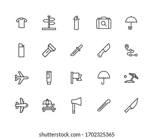 Simple set of travel icons in trendy line style. Modern vector symbols, isolated on a white background. Linear pictogram pack. Line icons collection for web apps and mobile concept.