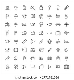 Simple set of travel icons in trendy line style. Modern vector symbols, isolated on a white background. Linear pictogram pack. Line icons collection for web apps and mobile concept.