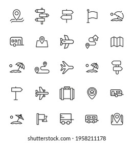 Simple set of travel icons in trendy line style. Modern vector symbols, isolated on a white background. Linear pictogram pack. Line icons collection for web apps and mobile concept.