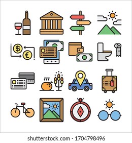 Simple Set of Travel Related Vector Line Icons Color