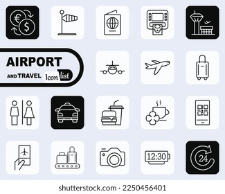 Einfache Set von reisebezogenen Vektorgrafik-Symbolen. Enthält Symbole wie Gepäck, Reisepass, Sonnenbrille und mehr.