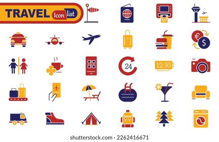 Simple Set of Travel Related Vector  Icons. Contains such Icons as Luggage, Passport, and more.