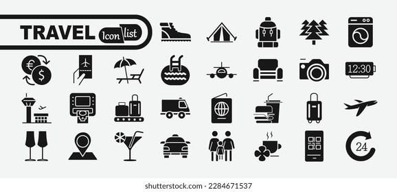 Simple Set of Travel Related Vector  Icons. Contains such Icons as Luggage, Passport and more.
