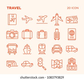 Simple Set of Travel. Vector Line Icons. Editable Stroke. Pixel Perfect.