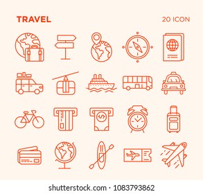 Simple Set of Travel. Vector Line Icons. Editable Stroke. Pixel Perfect.